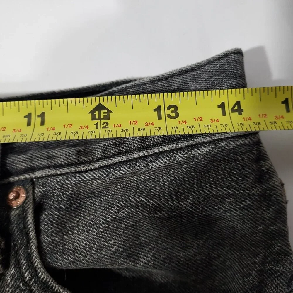 Levis 501 Jeans Button Fly  28"w 27.5"L Washed Black Denim Cotton Brass Rivited - Picture 4 of 16